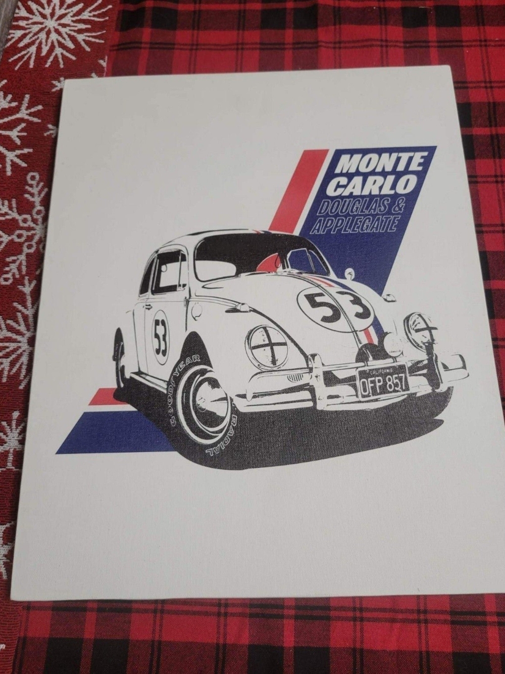 Monte Carlo Classic Beetle Art Print in White, Red & Blue